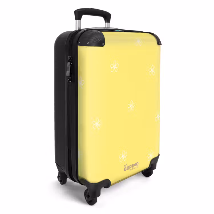 Suitcase - Yellow background with white flowers — 2