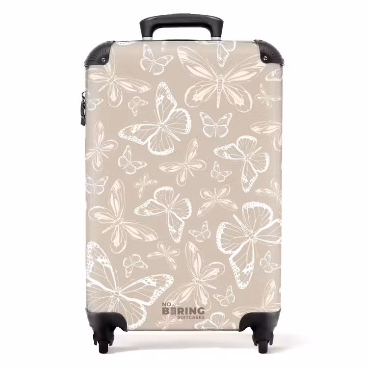 Suitcase - Pattern of butterflies in beige — 1
