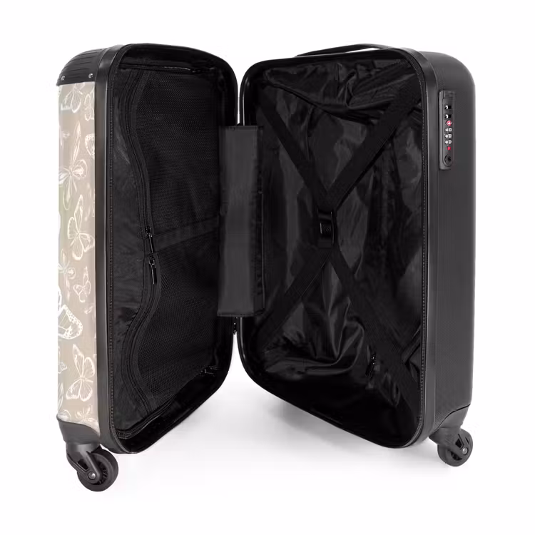 Suitcase - Pattern of butterflies in beige — 4