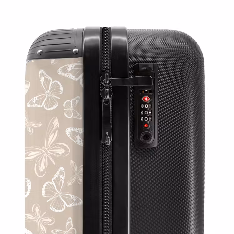 Suitcase - Pattern of butterflies in beige — 5