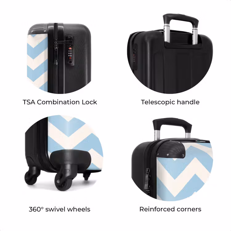 Suitcase - Zigzag pattern in blue and white — 7
