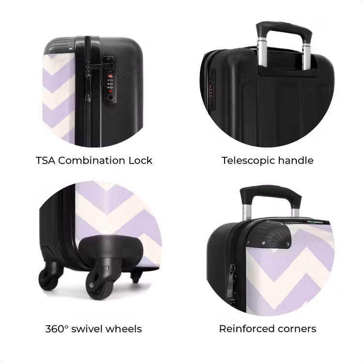 Suitcase - Zigzag pattern in purple and white — 7