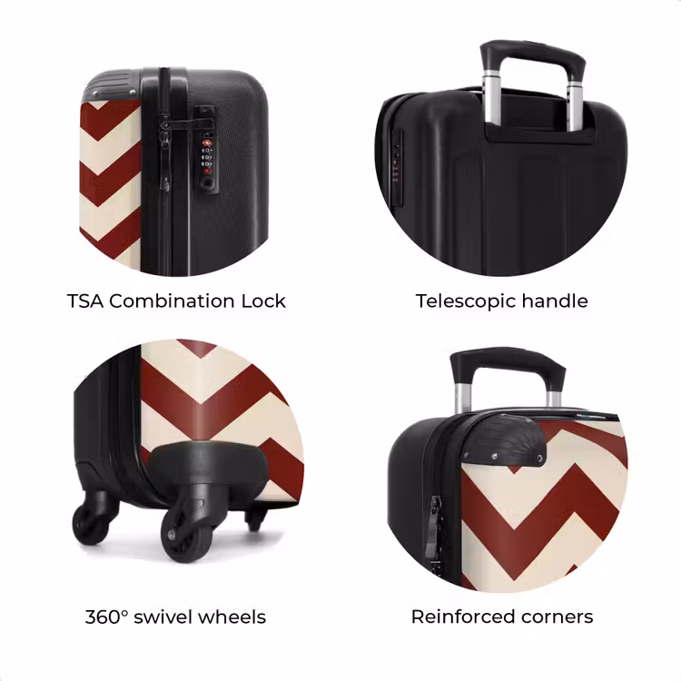 Suitcase - Zigzag pattern in red and cream — 7