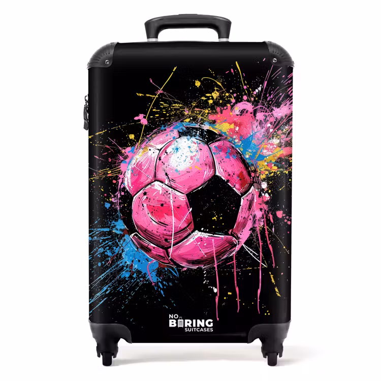 Suitcase - Pink soccer with graffiti — 1