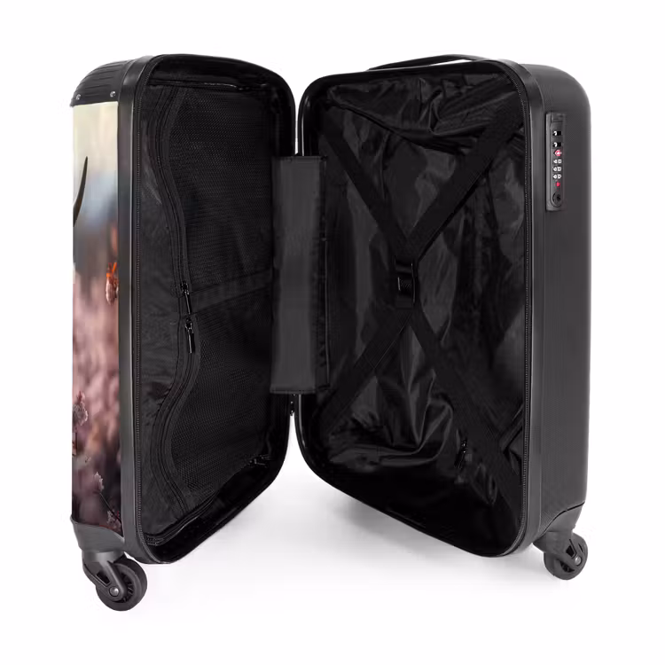 Suitcase - Scottish highlander with pink flowers — 4