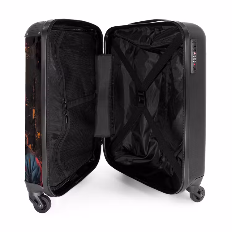 Suitcase - Chimpanzee with headphones and blue coat — 4