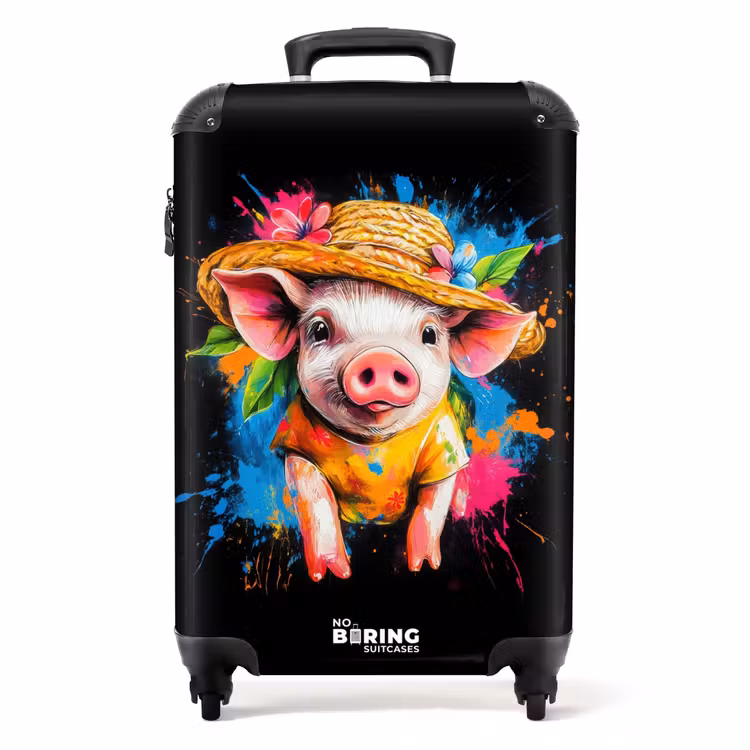 Suitcase - Funny pig with hat illustration — 1