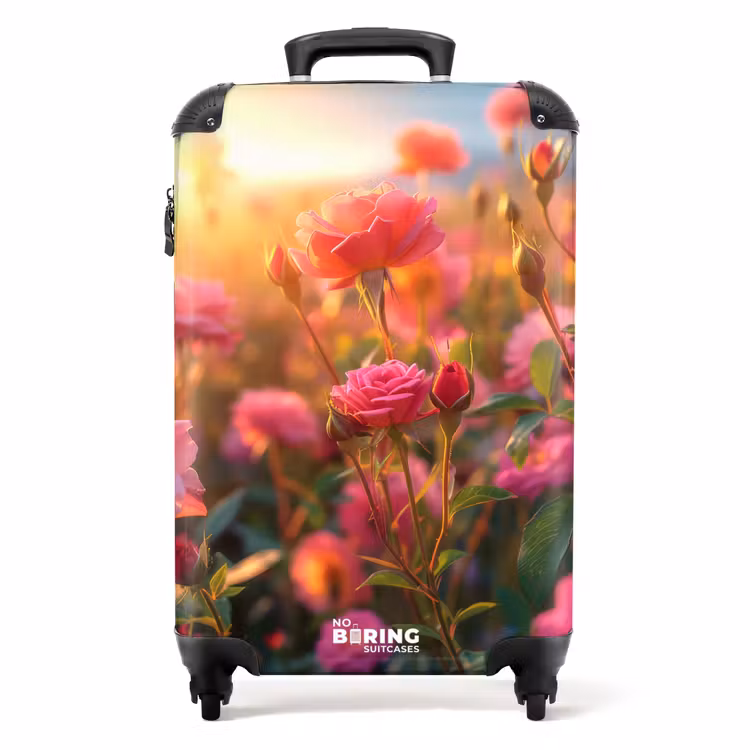 Suitcase - Pink roses at sunset. — 1