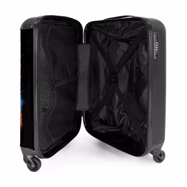 Suitcase - Raccoon with orange coat and paint splatter — 4