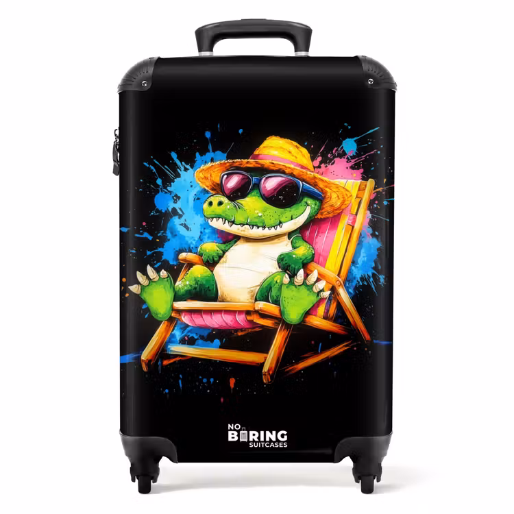 Suitcase - Summer crocodile with graffiti — 1