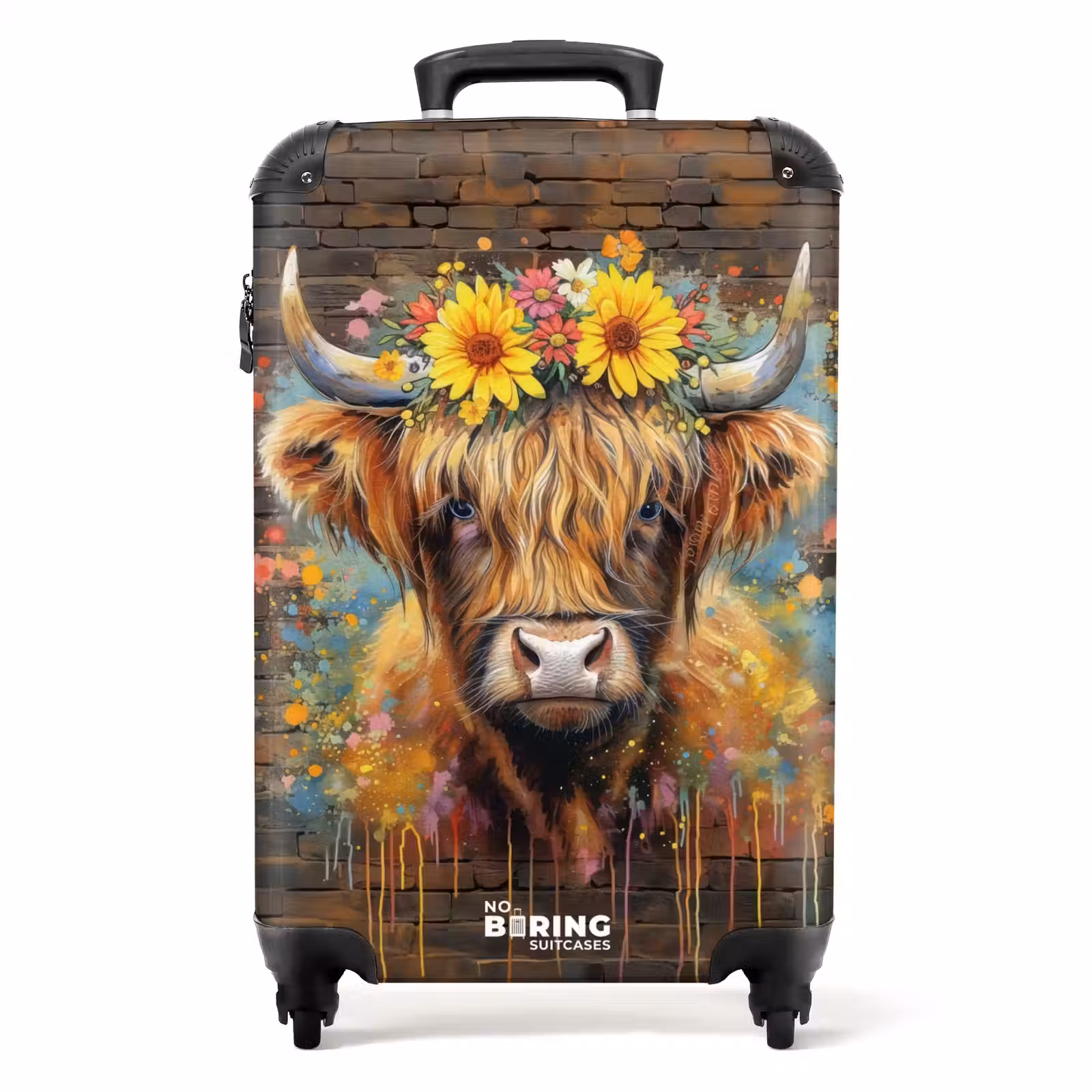 Suitcase - Graffiti Scottish highlander with flowers — 1