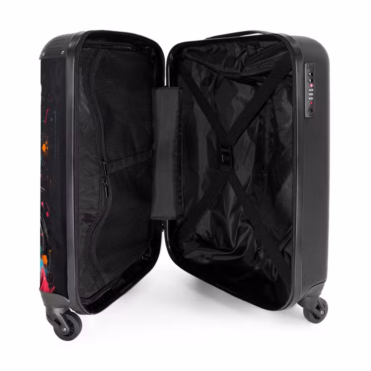 Suitcase - Fox with pink and blue coat and paint splatters — 4