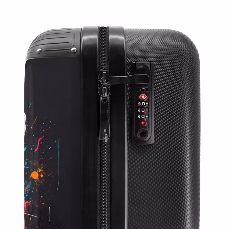 Suitcase - Fox with pink and blue coat and paint splatters — 5