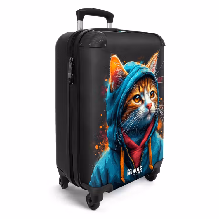 Suitcase - Graffiti cat with blue vest — 2
