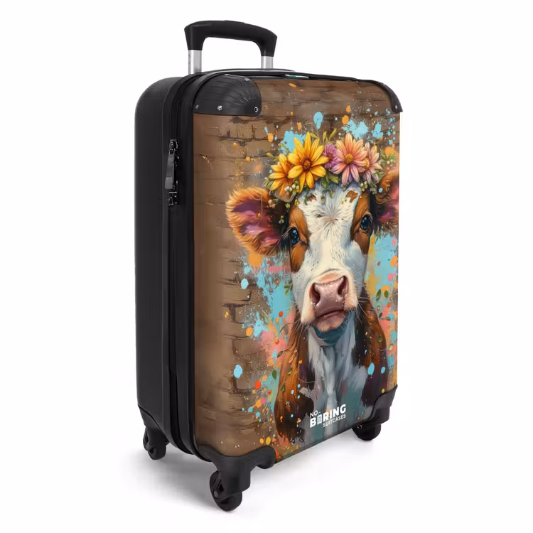 Suitcase - Graffiti cow with colorful flowers — 2