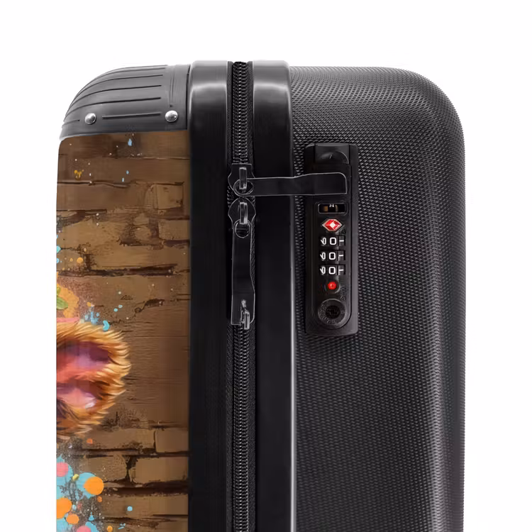 Suitcase - Graffiti cow with colorful flowers — 5
