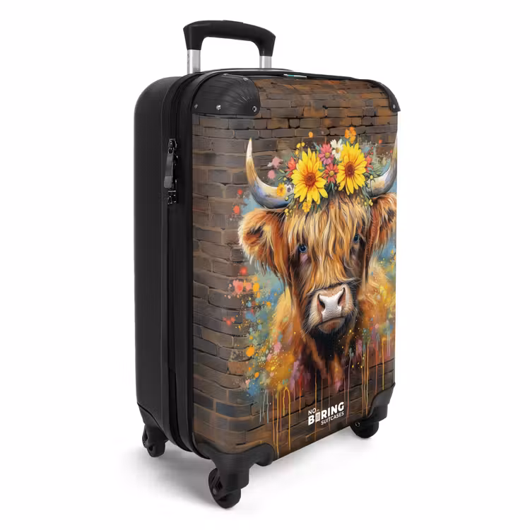 Suitcase - Graffiti Scottish highlander with flowers — 2