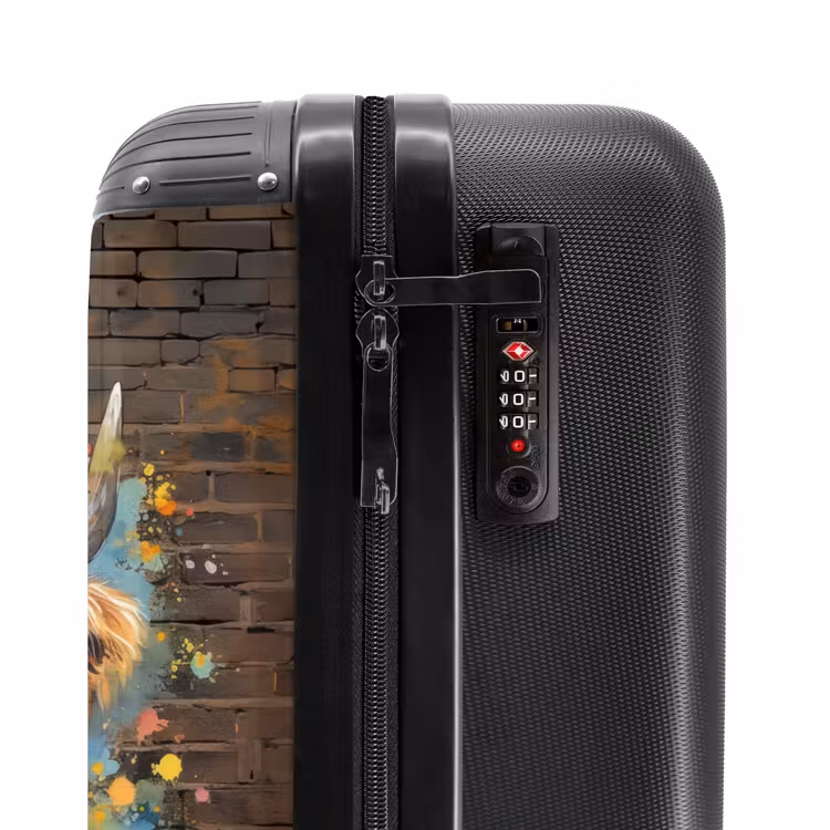 Suitcase - Graffiti Scottish highlander with flowers — 5