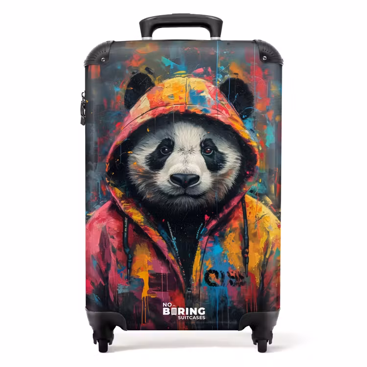 Suitcase - Panda with colorful coat and paint splatter — 1