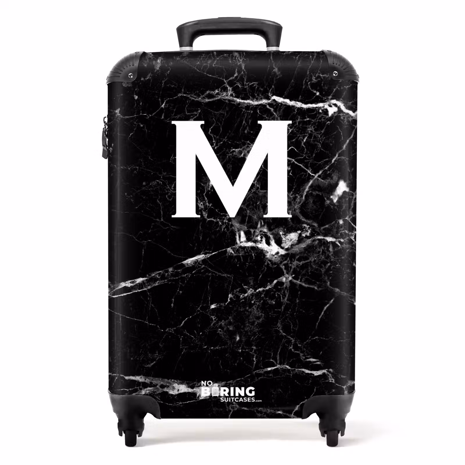 Suitcase - Letter M - Marble print - Black - Luxury — 1