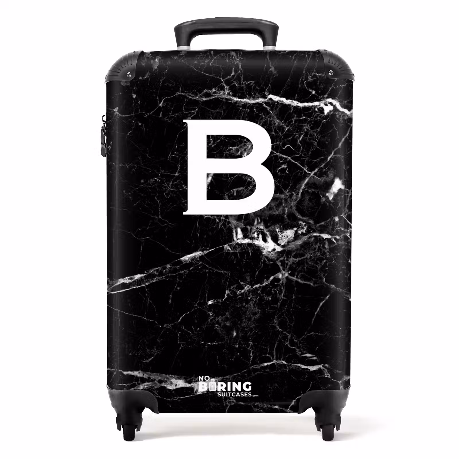 Suitcase - Marble - Letter B - Black - Marble print — 1