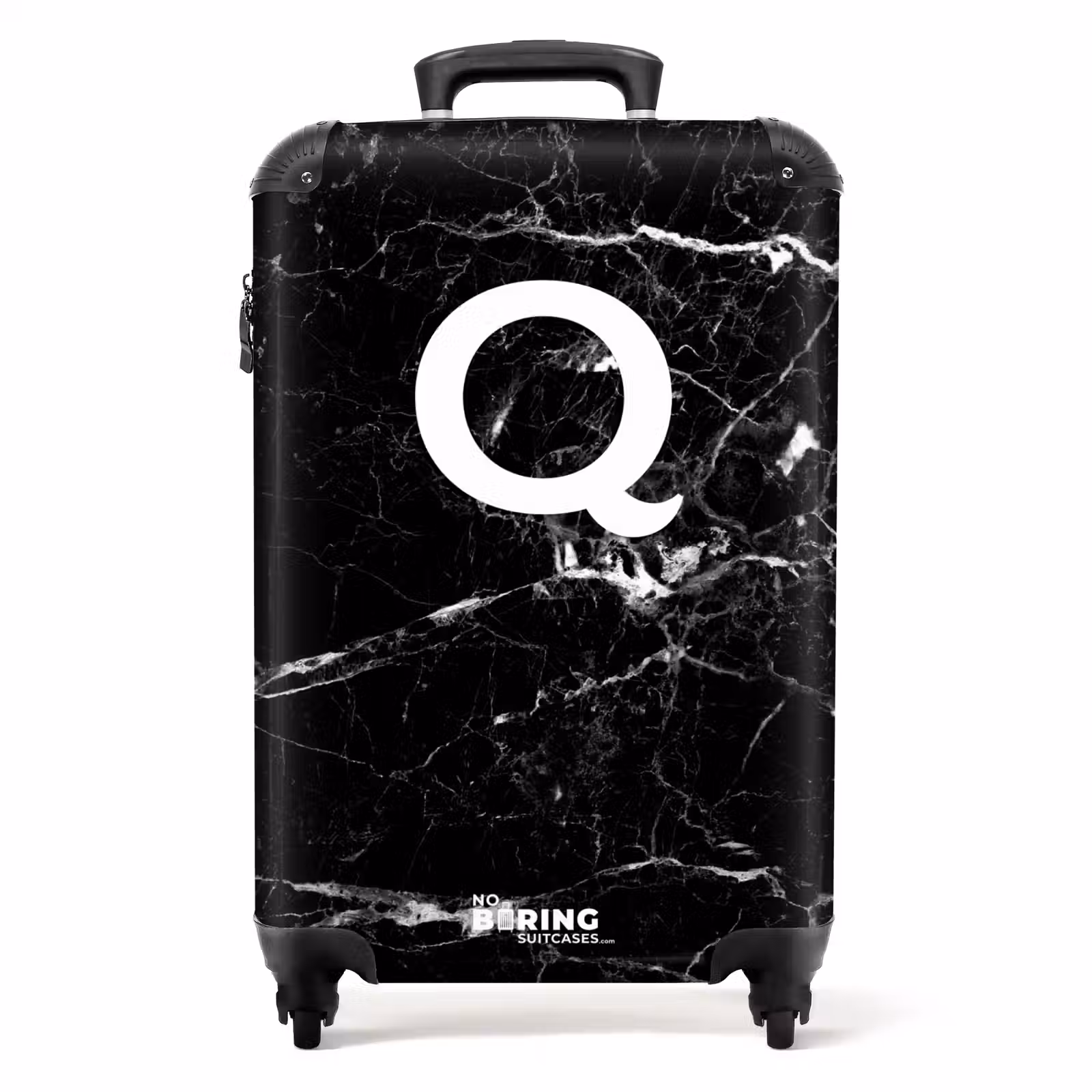 Suitcase - Marble print - Black - Letter Q — 1