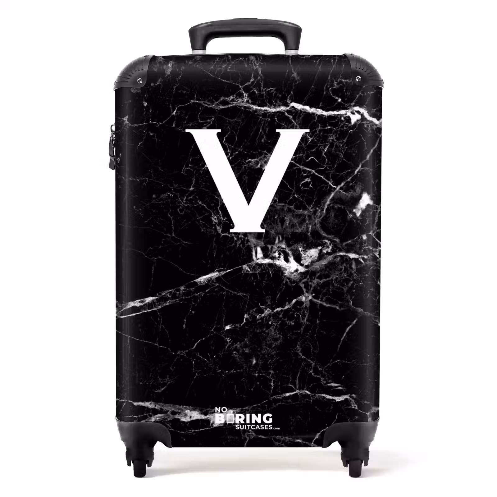 Suitcase - Marble print - Black - Letter V — 1