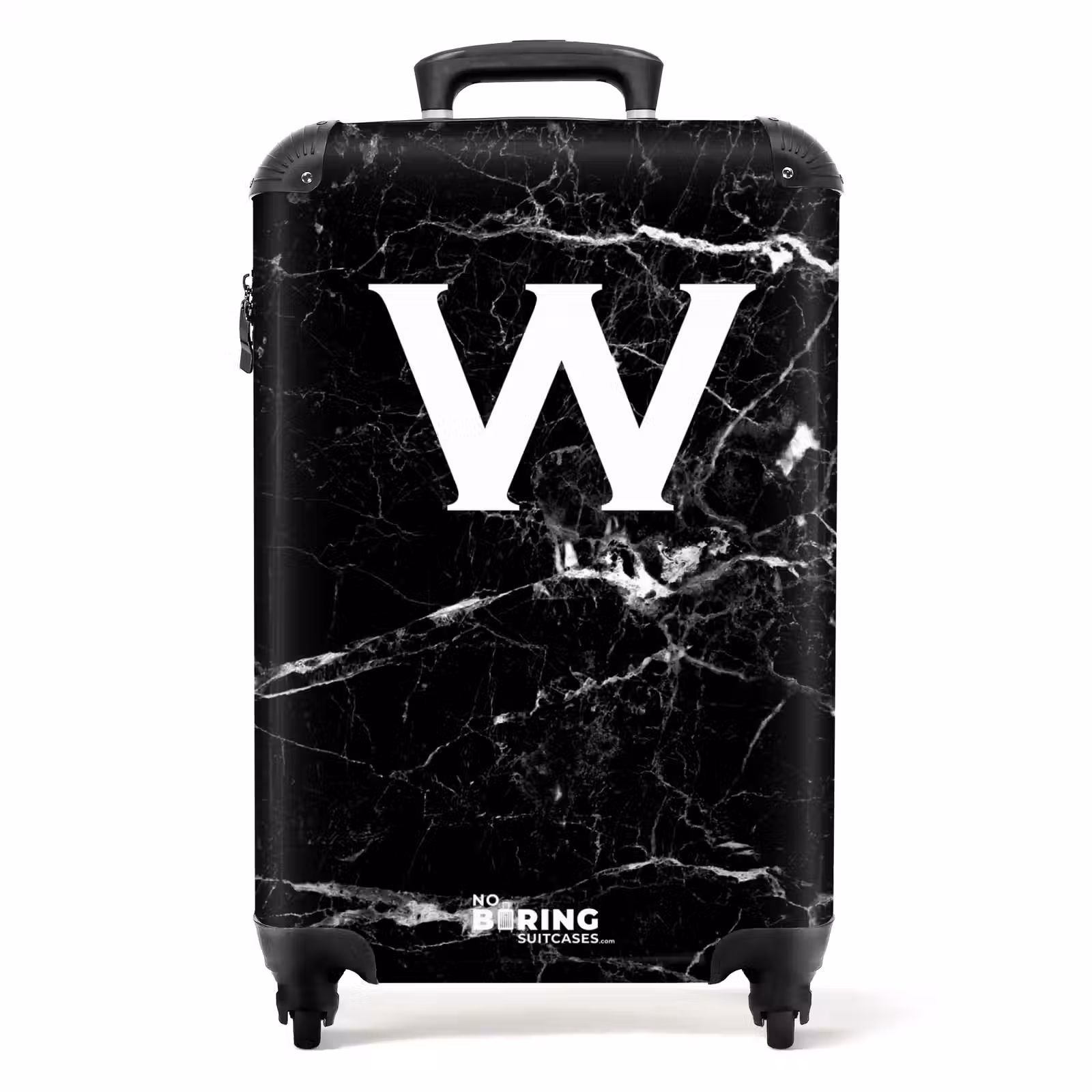 Suitcase - Marble print - Black - Letter W — 1