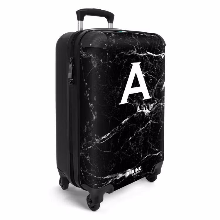 Suitcase - Marble - Black - Letter A - Marble look — 2