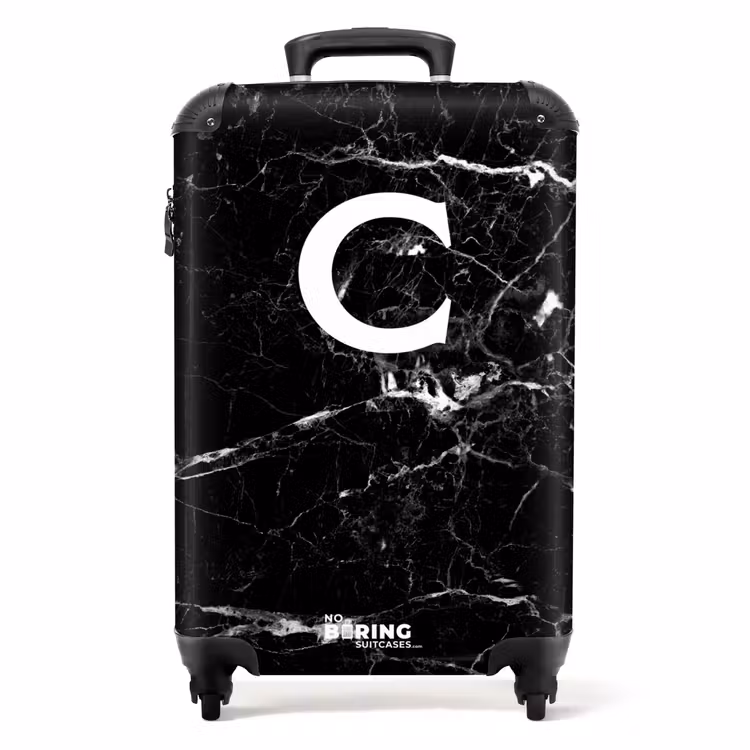 Suitcase - Marble look - Black - Letter C — 1
