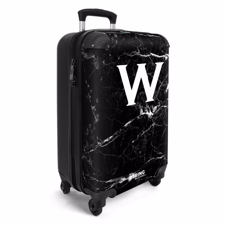 Suitcase - Marble print - Black - Letter W — 2
