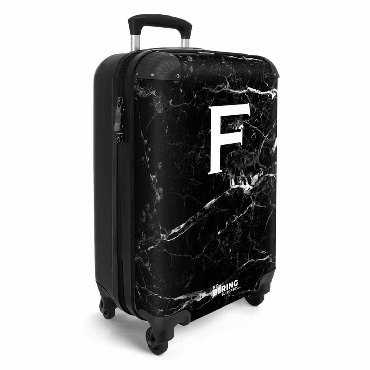 Suitcase - Marble - Black - Letter F — 2