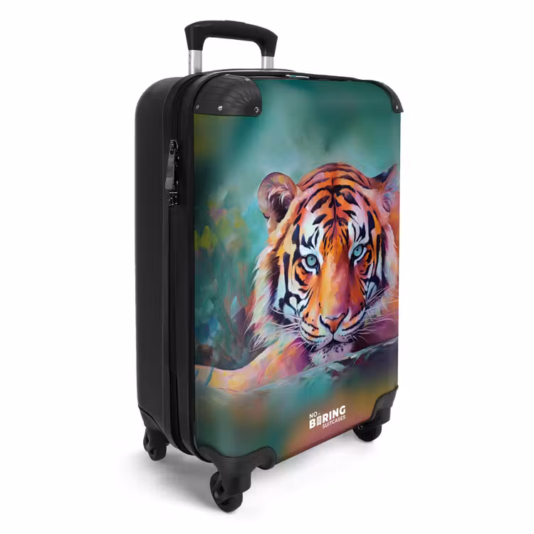 Suitcase - Oil painting artwork of a reclining tiger — 2