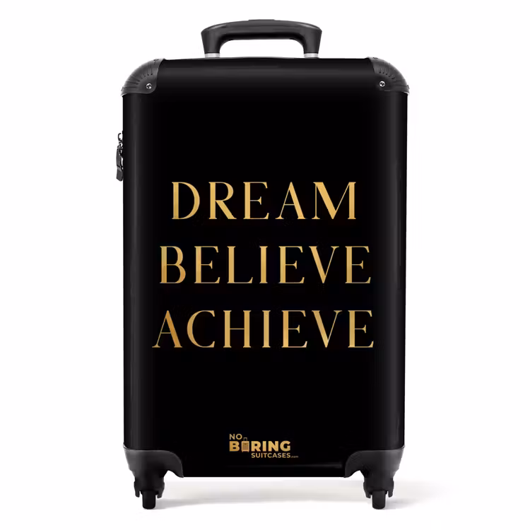 Suitcase - Quotes - Dream believe achieve - Gold - Black - Luxury — 1