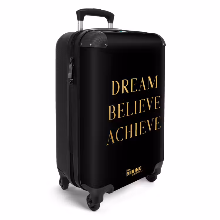 Suitcase - Quotes - Dream believe achieve - Gold - Black - Luxury — 2
