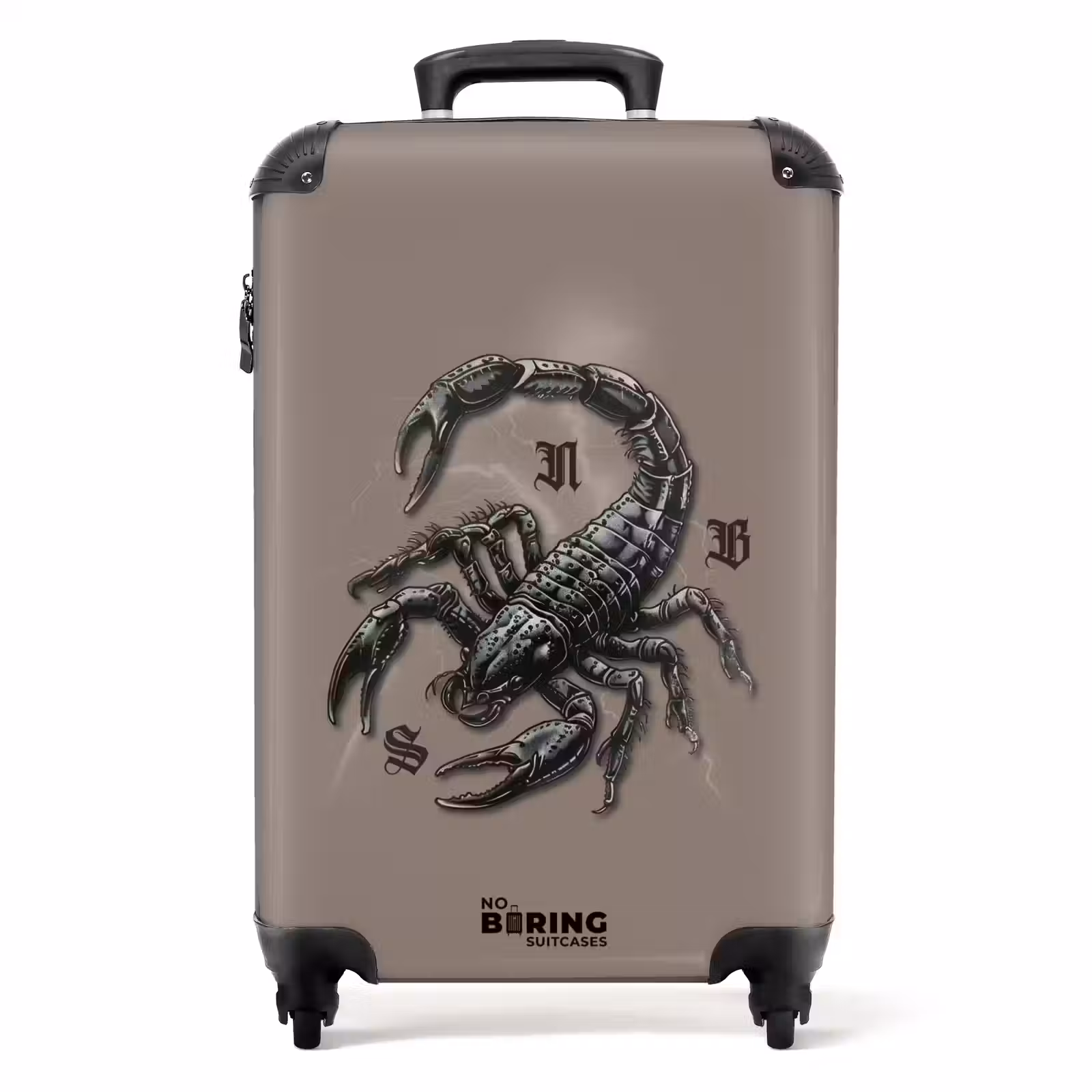 Suitcase - Tattoo style- Realistic scorpion on Brown background — 1