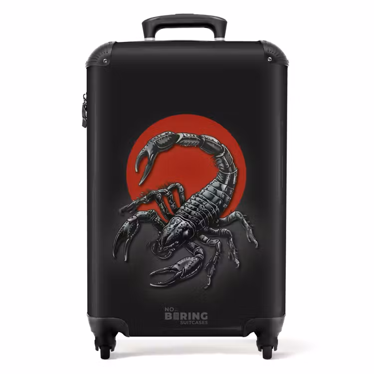 Suitcase - Tattoo style- Realistic scorpion on black and red background — 1