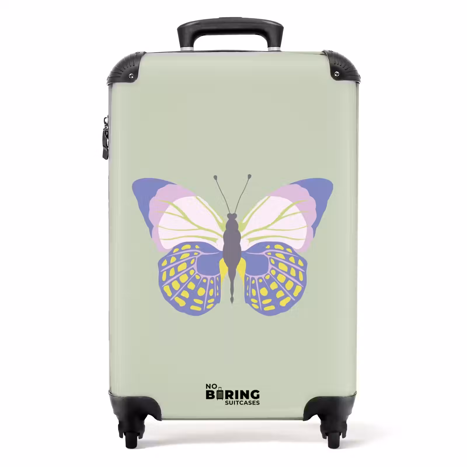Suitcase - Summer memories - Butterfly with sage green colors — 1
