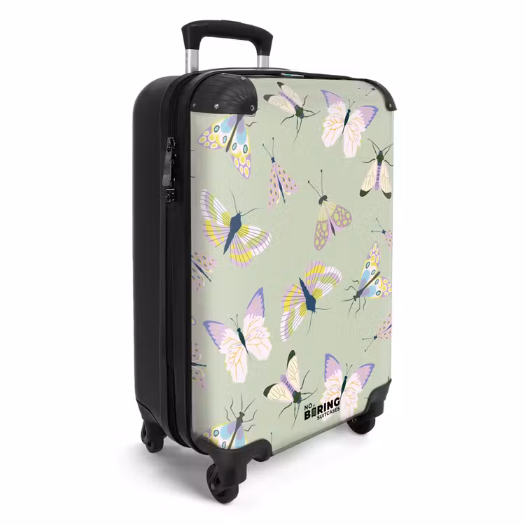 Suitcase - Summer memories - Butterflies and moths on sage green background — 2