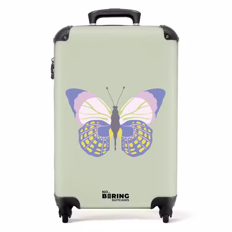 Suitcase - Summer memories - Butterfly with sage green colors — 1