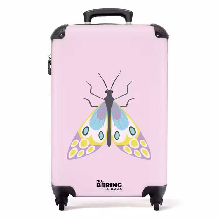 Suitcase - Summer memories - Colorful moth on pink background — 1