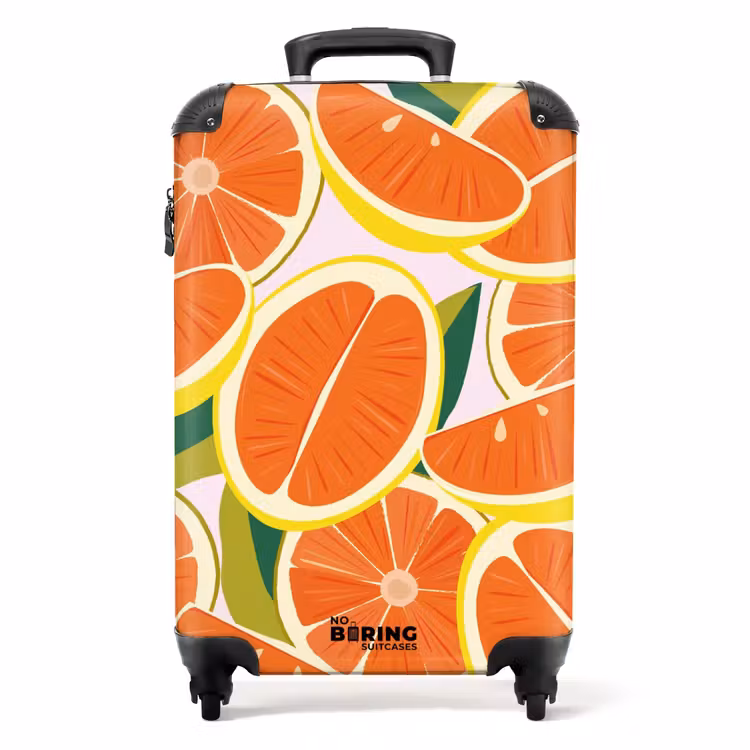 Suitcase - Summer memories - Grapefruit on a pink background — 1