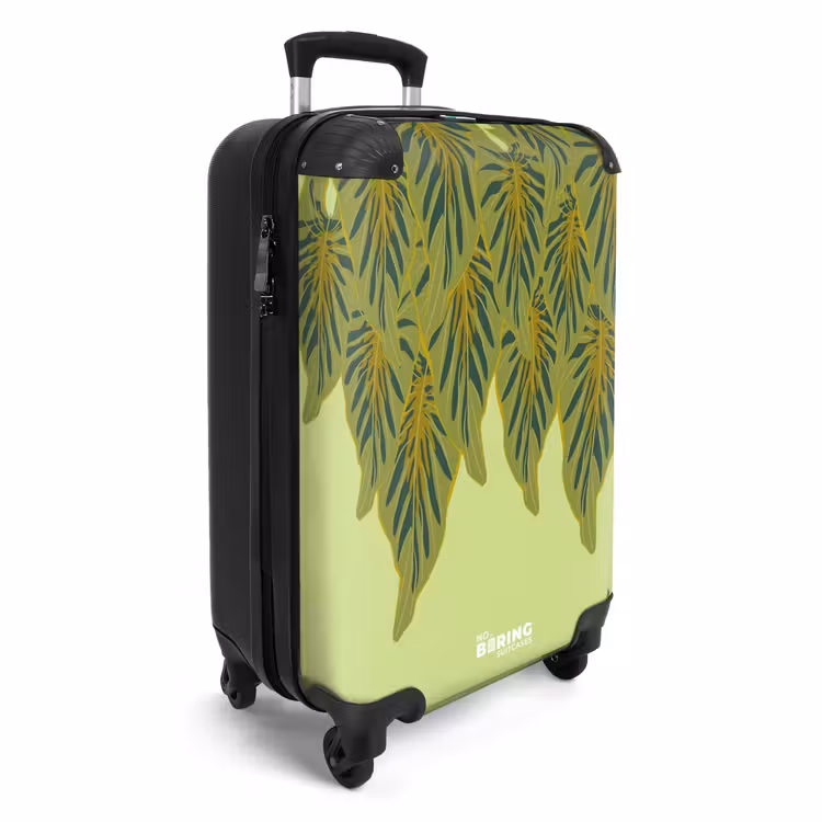 Suitcase - Summer memories - Tropical leaves on Green background — 2