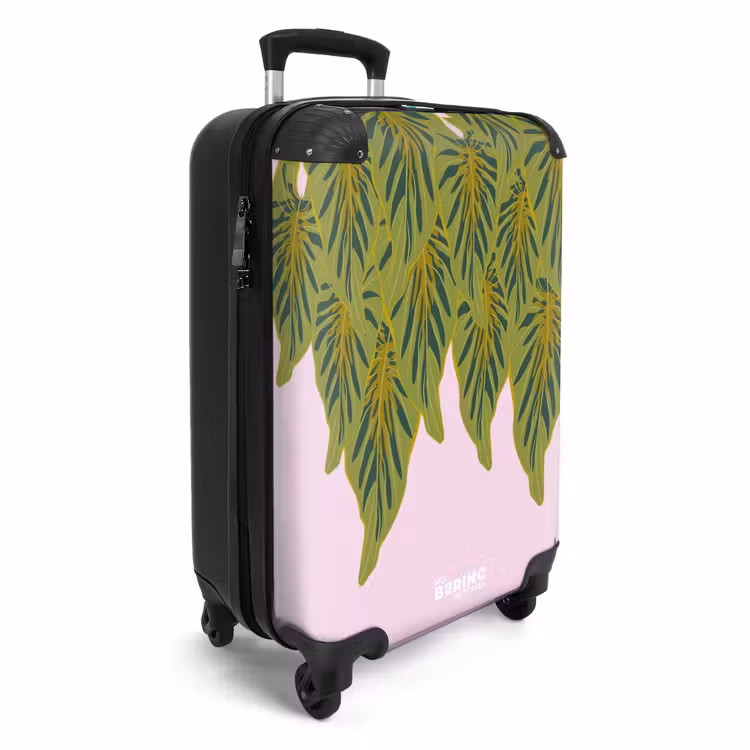 Suitcase - Summer memories - Tropical leaves on pink background — 2