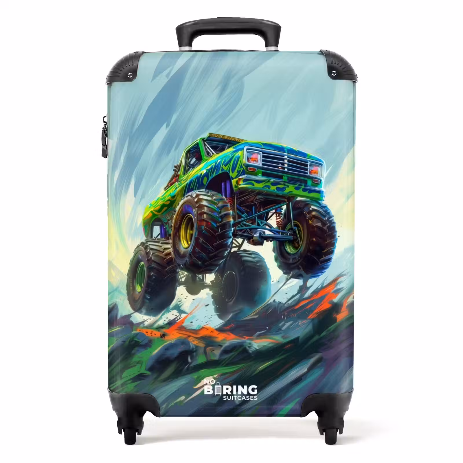 Suitcase - Green Monster Truck with Brushstrokes — 1