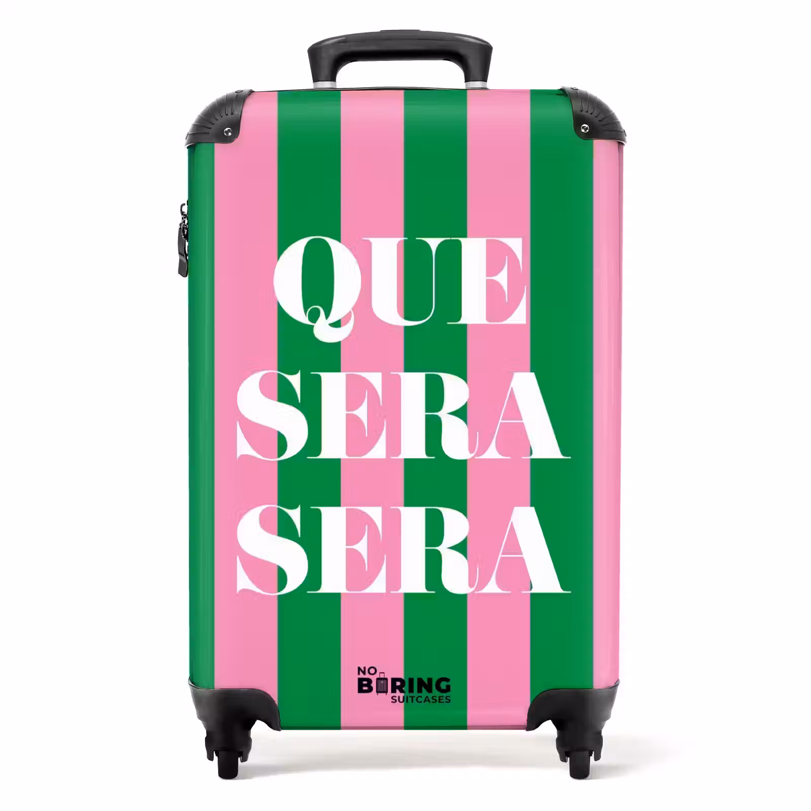 Suitcase - Quotes - Que sera sera emerald green and fuchsia pink — 1