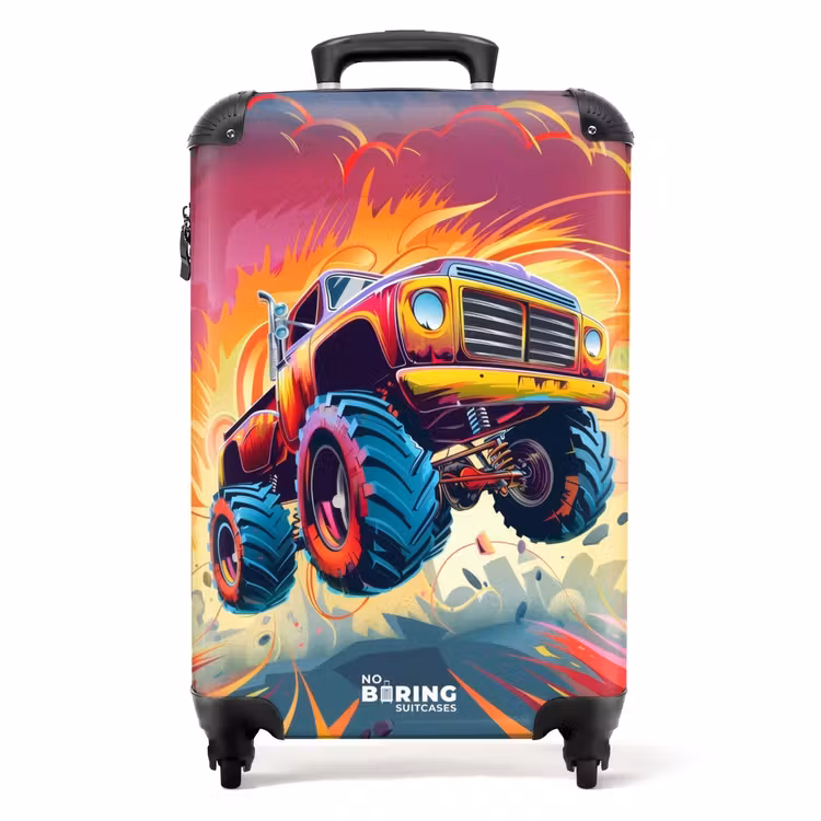 Suitcase - Pink Monster Truck Flies Over the Tarmac — 1