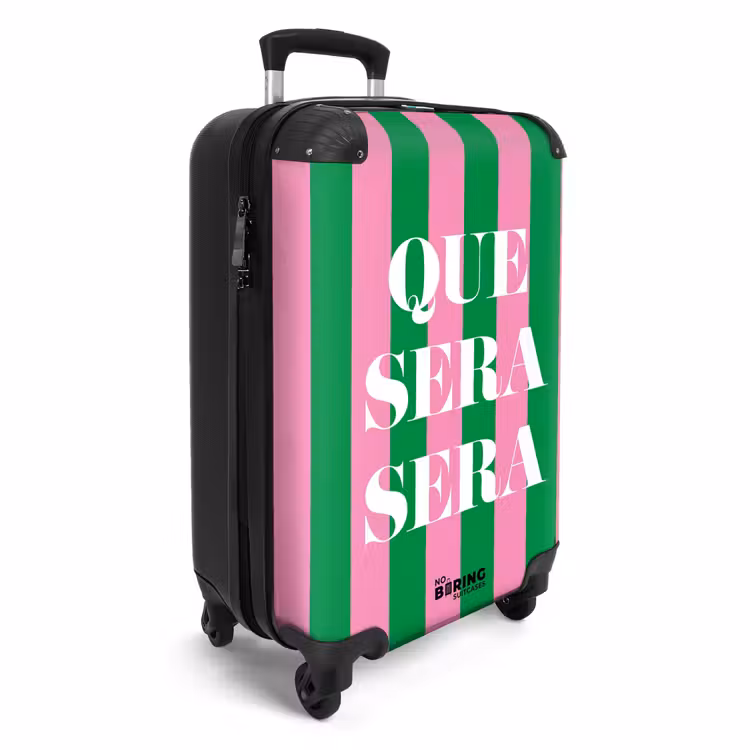 Suitcase - Quotes - Que sera sera emerald green and fuchsia pink — 2