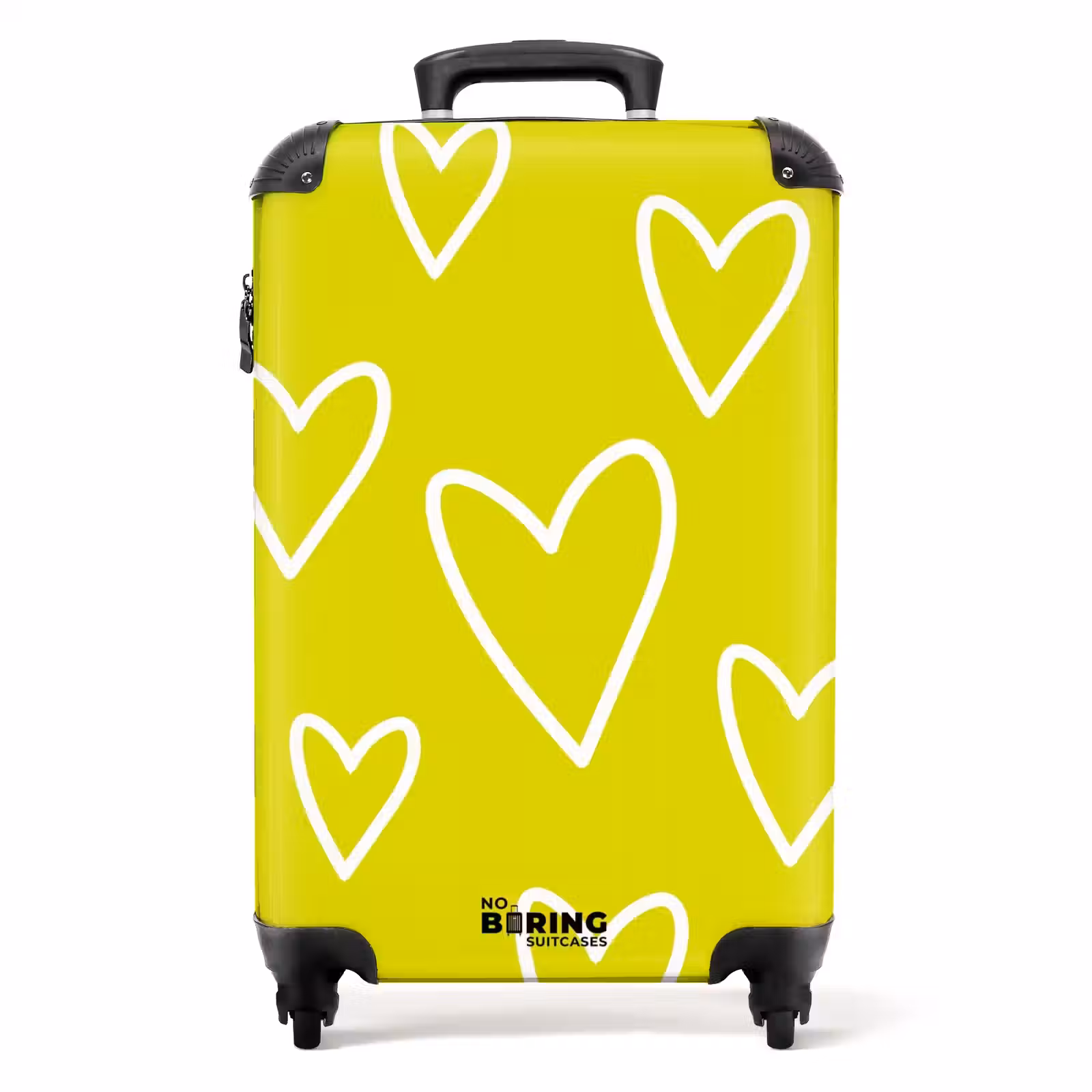 Suitcase - Patterns - Floating hearts on lemon yellow — 1