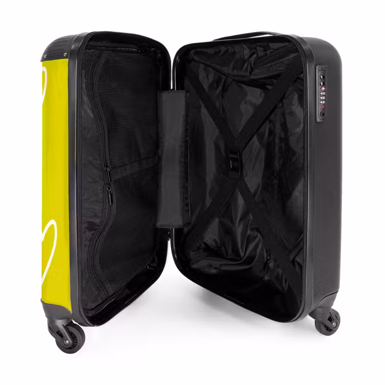 Suitcase - Patterns - Floating hearts on lemon yellow — 4